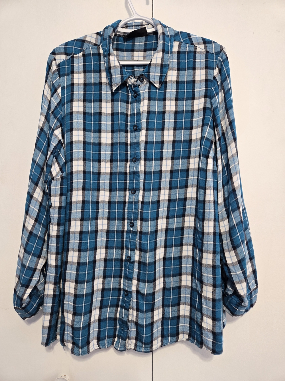 Lane Bryant Blue Plaid Button Front Rayon Shirt Women's Size‎ 18/20
